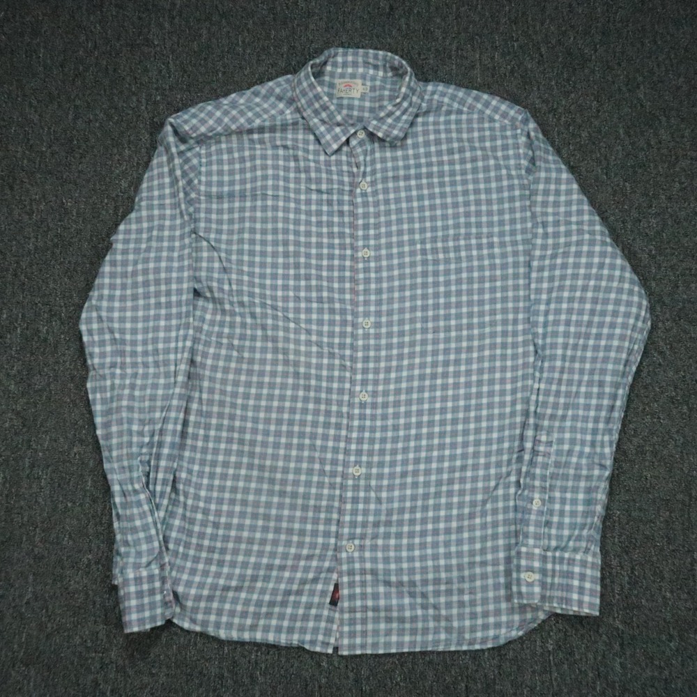 Faherty Shirt Mens Extra Large Blue Ventura Plaid Button Lightweight Long Sleeve - Picture 1 of 7